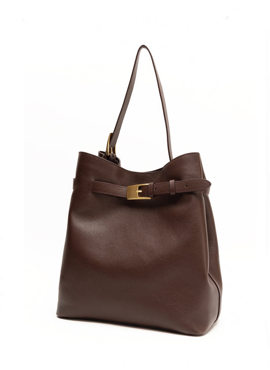 Belt Bag Pebbled Leather Dark Brown