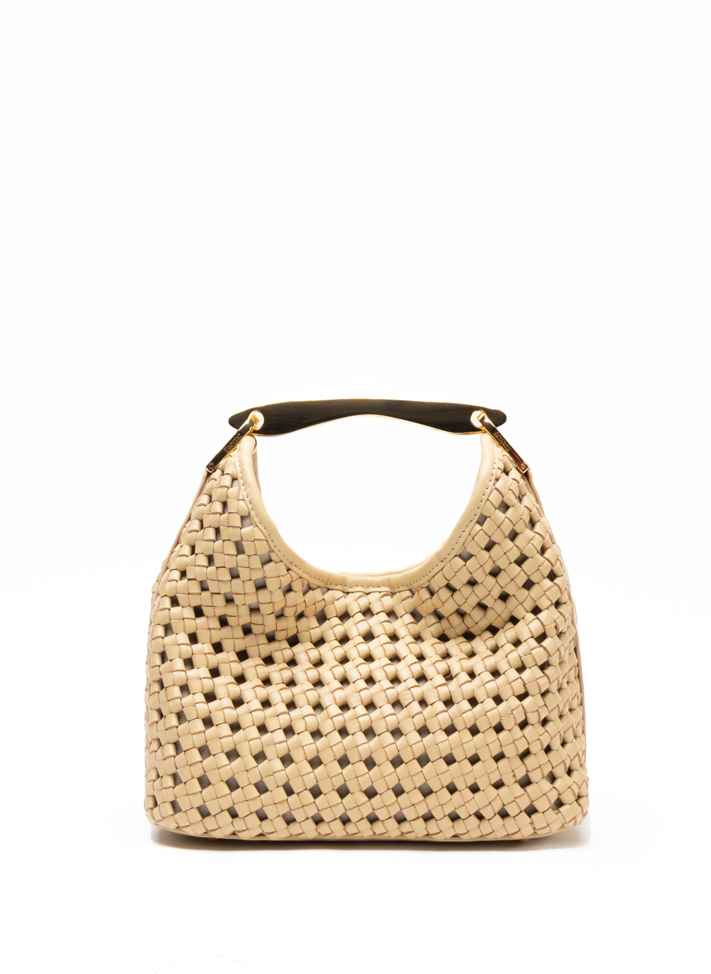 Small Boomerang Woven Leather Butter - French Woven Handbags