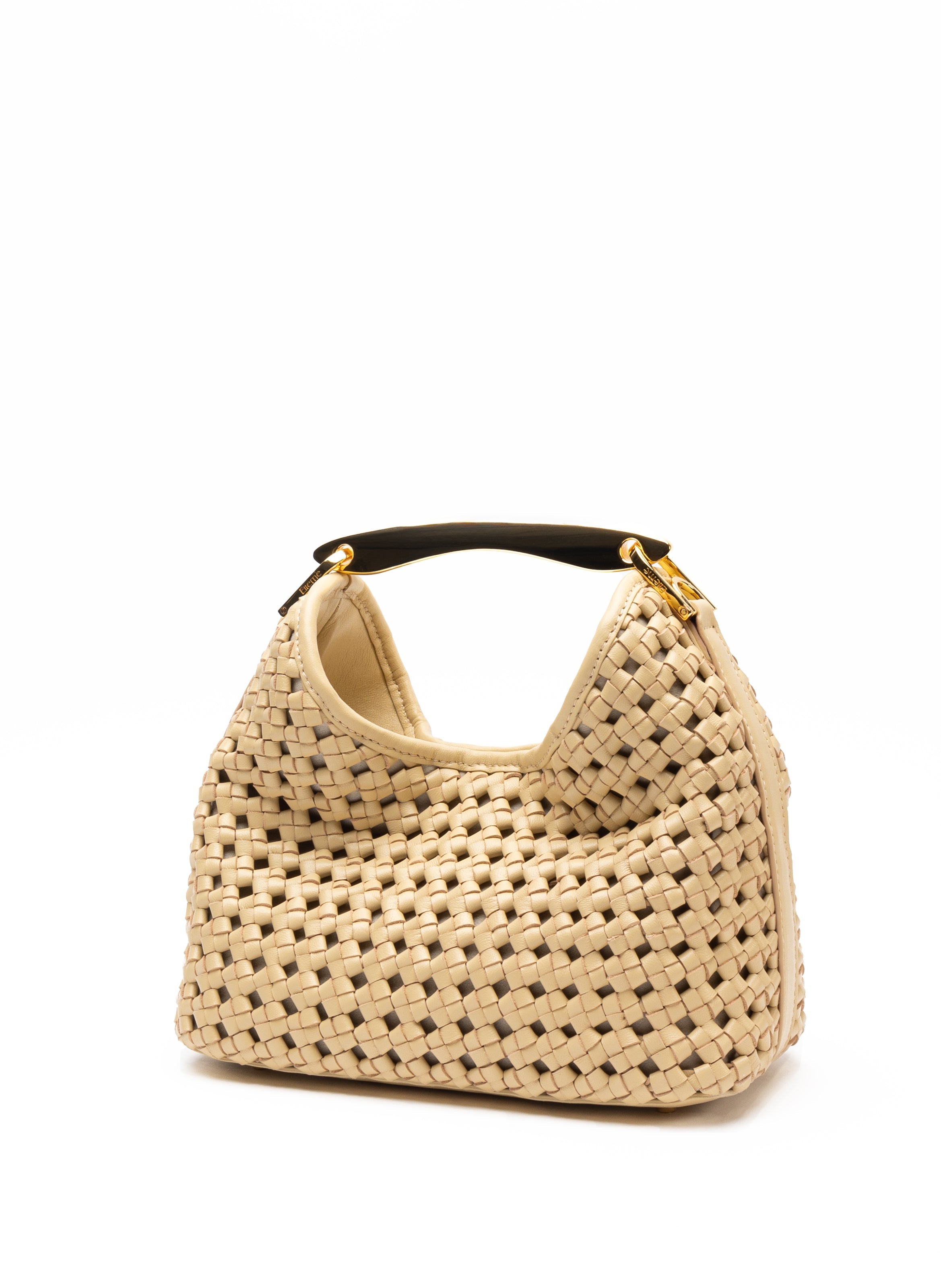 Small Boomerang Woven Leather Butter - French Woven Handbags Small Boomerang Woven Leather Butter - French Woven Handbags
